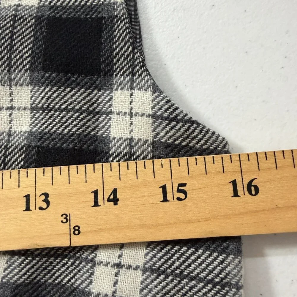 Monnalisa Designer Black & White Plaid Wool Vest Girls Size 12 Preppy Chic NWT
